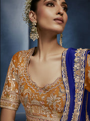 Mayurang Crepe Silk Saree Royal Blue With Stitched Blouse