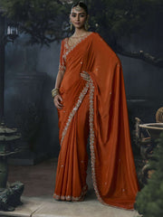 Siena Orange Tissue Silk Saree