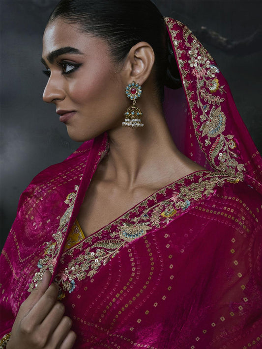 Aveline Silk Saree Pink