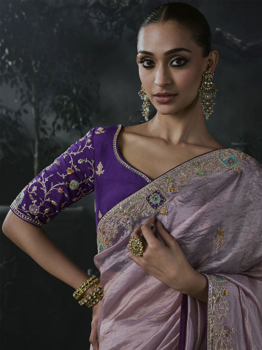 Elara Tissue Silk Saree Purple