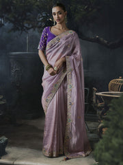 Elara Tissue Silk Saree Purple