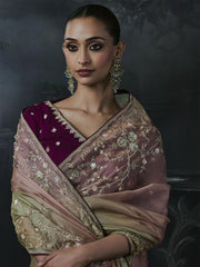 Nyra Tissue Silk Saree Pink Green Multi-Tonal
