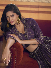Deep Purple Jacket Style Lehenga Choli