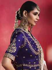Naqsh Ivory Natural Silk Saree with Blue Corset-Style Blouse