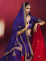 Sapphire Natural Crape Handcrafted saree in Blue