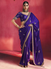 Sapphire Natural Crape Handcrafted saree in Blue