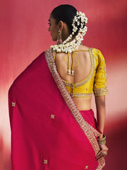 Amara Silk Heavy Border Sequins Sarees in Rani pink