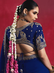 Imperial Viscose Georgette Embellished in Royal Blue