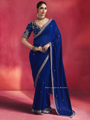 Imperial Viscose Georgette Embellished in Royal Blue
