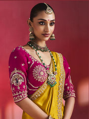Isha Soft Silk Handwork Saree in Yellow