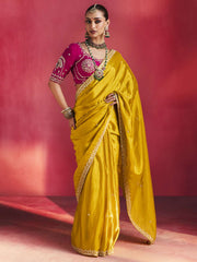 Isha Soft Silk Handwork Saree in Yellow