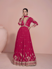 Premium Embroidered Pink Festive Anarkali Gown