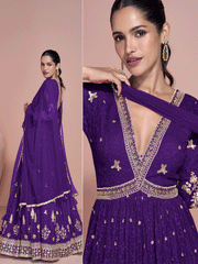 Premium Embroidered Purple Festive Anarkali Gown