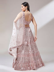 Rose Gold Net Mirror and Sequinse embroidery Semi-Stitched Lehenga choli and Dupatta