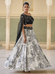 Trendy Stylist Black & White Indo Western Lehenga Choli