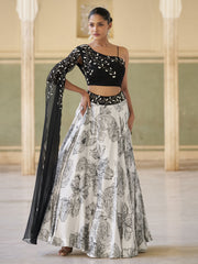 Trendy Stylist Black & White Indo Western Lehenga Choli