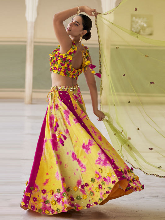 Trendy Stylist Multicolor Haldi Style Lehenga Choli