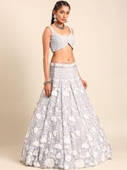 Mauve Chinon Sequins and Zarkan embroidery Semi-Stitched Lehenga choli & Dupatta