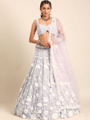 Mauve Chinon Sequins and Zarkan embroidery Semi-Stitched Lehenga choli & Dupatta