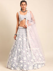 Mauve Chinon Sequins and Zarkan embroidery Semi-Stitched Lehenga choli & Dupatta