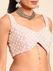 Rose Gold Chinon Sequins and Zarkan embroidery Semi-Stitched Lehenga choli & Dupatta