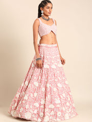 Rose Gold Chinon Sequins and Zarkan embroidery Semi-Stitched Lehenga choli & Dupatta