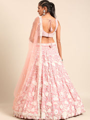 Rose Gold Chinon Sequins and Zarkan embroidery Semi-Stitched Lehenga choli & Dupatta