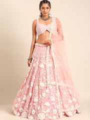 Rose Gold Chinon Sequins and Zarkan embroidery Semi-Stitched Lehenga choli & Dupatta