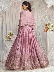 Lavender Georgette Sequin embroidery Semi Stitched Lehenga choli and Dupatta