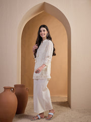 Off White Mandarin Collar Ethnic Tunic