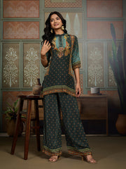 Ethnic Motifs Printed & Embroidered Top With Palazzo Co-Ords