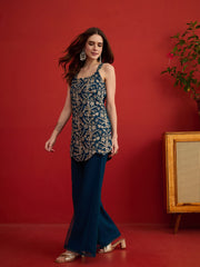Grandeur & Majestic Artwork Embroidered Top with Palazzos