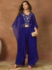 Floral Embroidered Top with Palazzos
