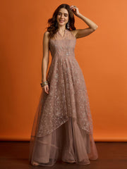 Embroidered V-Neck Gown Ethnic Dresses