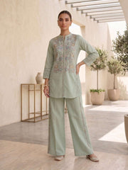 Floral Embroidered Tunic with Palazzos