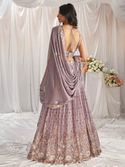 Mauve Georgette Sequin embroidery Semi Stitched Lehenga choli and Dupatta