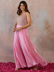 Embellished Shoulder Straps Fit and Flare Maxi Ethnic Dress