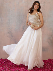 Embroidered Shoulder Straps Gown Ethnic Dresses