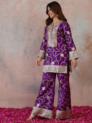 Floral Woven Design Tunic with Palazzos