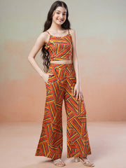 Yellow Girls Printed Top & Trousers Co-Ord