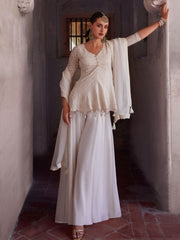 Off White Georgette Peplum Style Sharara Suit