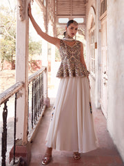 Off White Georgette Peplum Style Sharara Suit