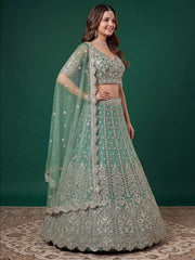Pista Zari Dori & Multiple Sequins Wedding Lehenga Choli
