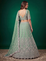 Pista Zari Dori & Multiple Sequins Wedding Lehenga Choli