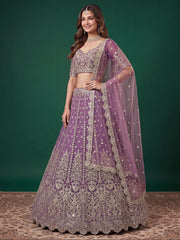 Purple Zari Dori & Multiple Sequins Wedding Lehenga Choli