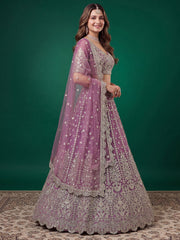 Purple Zari Dori & Multiple Sequins Wedding Lehenga Choli