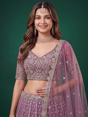 Purple Zari Dori & Multiple Sequins Wedding Lehenga Choli