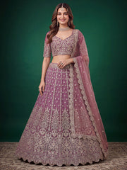 Purple Zari Dori & Multiple Sequins Wedding Lehenga Choli