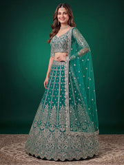 Rama Zari Dori & Multiple Sequins Wedding Lehenga Choli