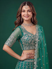 Rama Zari Dori & Multiple Sequins Wedding Lehenga Choli